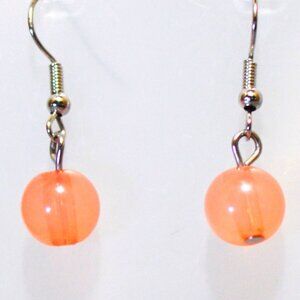 Simple orange bead dangle earrings ED-8-022